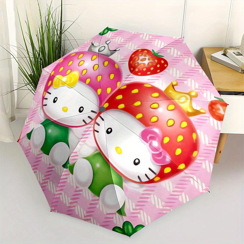 

1pc Hello Kitty Strawberry Princesses Umbrella with Plastic Handle,Suitable for All Seasons Home Travel Outdoor UmbrellaSanlio414