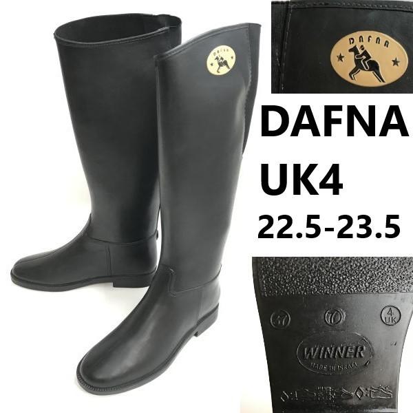 

DAFNA Long Back Gore Rain Rubber Boots Women’s 37 23.5 Black Riding Boots Shoes