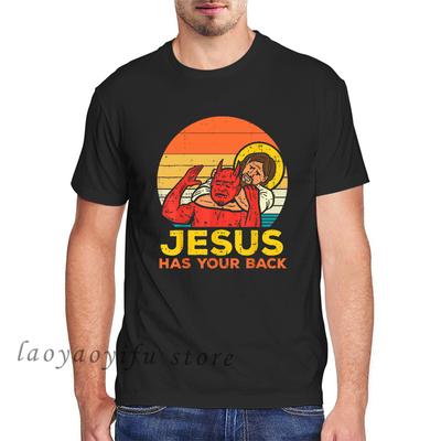 Pánske oblečenie Ježiš ti kryje chrbát Jiu Jitsu Vintage Kresťanské topy s krátkym rukávom Pánske Kawaii oblečenie Nadrozmerné tričko Ropa Hombre
