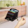 Genuine Leather Men Women Rfid Credit Card Holder Small Zipper Wallet Solid Coin Purse Key Ring ID Pocard Slot Mini Money Bag