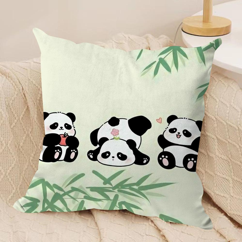 Cute Panda Cushion Cover Soft Plush Throw Pillow Cover DoubleSided Decorative Cushion Case Sofa Bedroom Home Decor