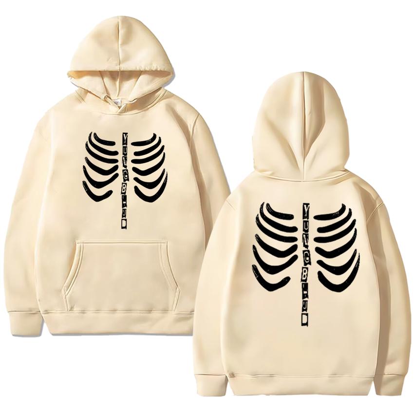 High Quality Gothic Yungblud Skeleton Double Sided print streetwear Hoodies Men women hip hop Sweatshirt Unisex Fleece pullovers