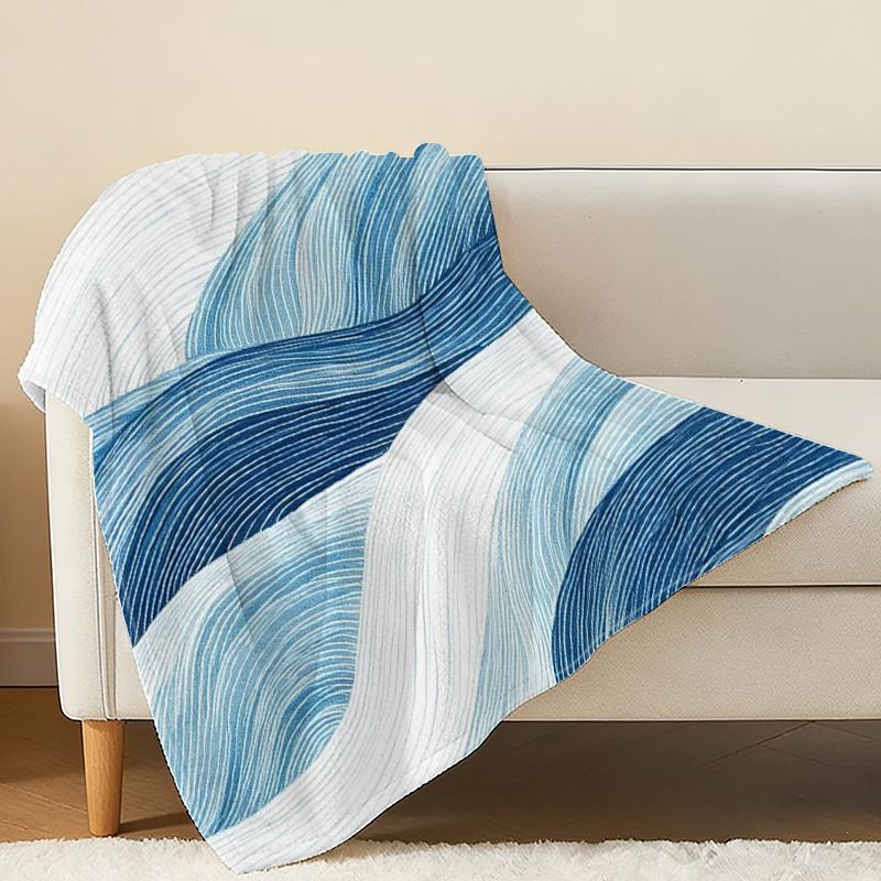 Soft Non-Pilling Flannel Blanket – Warm Skin-Friendly, Simple Wavy Pattern, All-Season for Home Sofa Naps, Perfect for Christmas & Halloween