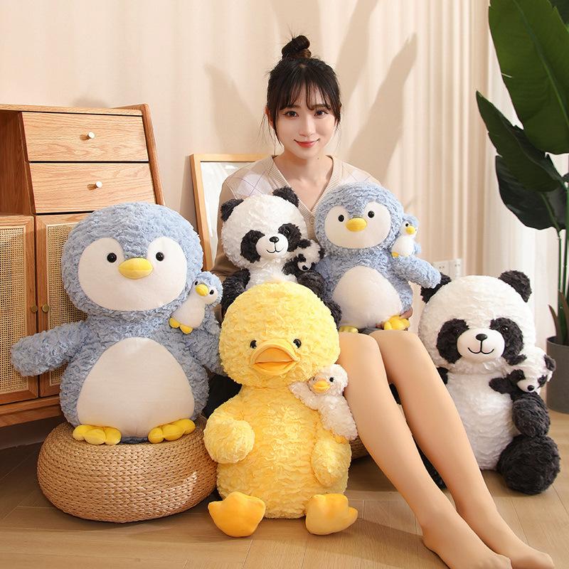 Parent-child Doll Giant Panda Doll Little Yellow Duck Plush Toy Children Accompany Dolls To Sleep and Hug Pillow