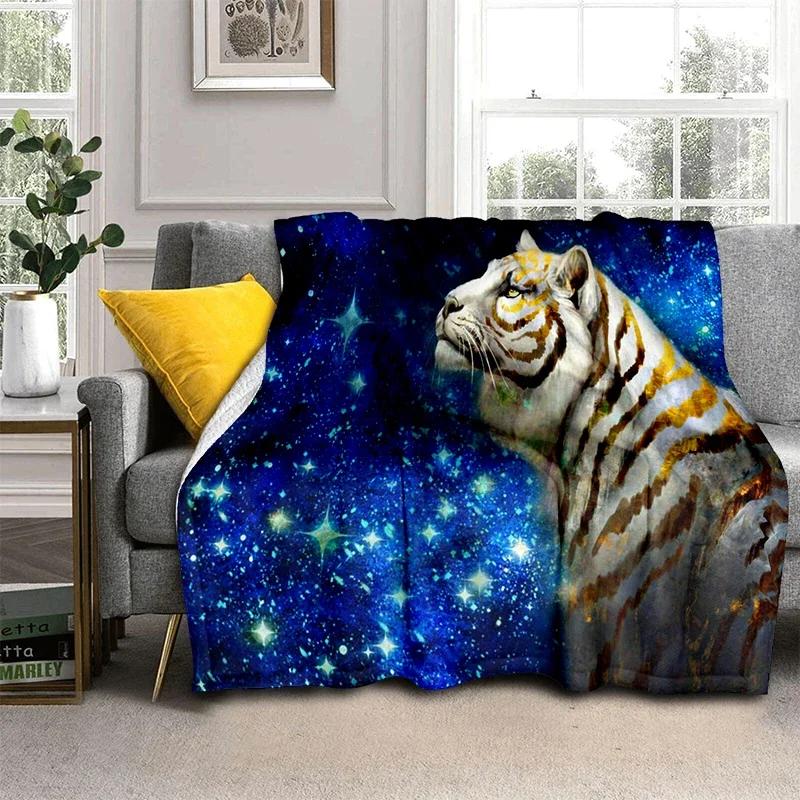 Tigerpläd Djur Supermjuk Varm Fluffig Fleece Lätt Flanellpläd Mysig Pälsklädd Plysch Sängkläder Pläd Gåva