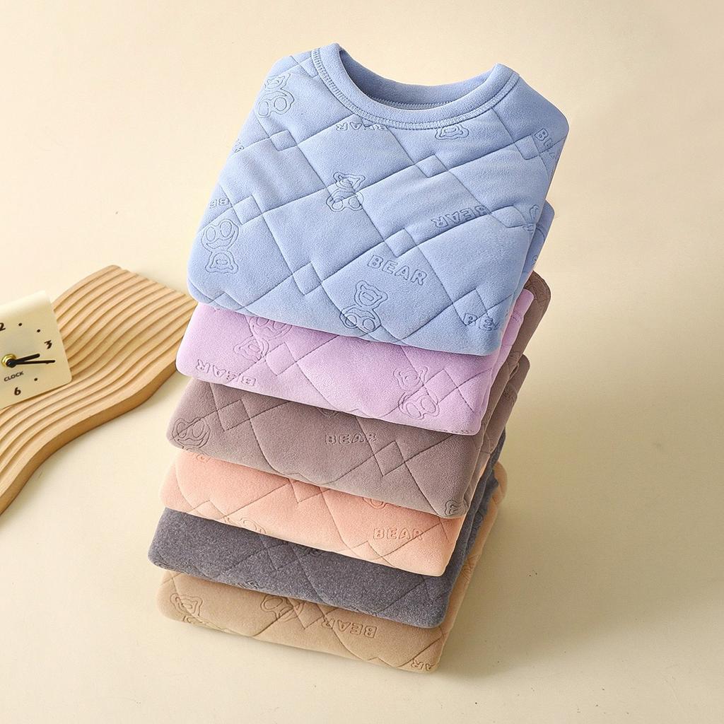 School Uniform Artifact, Children's Warm Underwear with Thick Velvet, Men's Autumn Clothes, Women's Clothing, Warm Clothes for Autumn and Winter