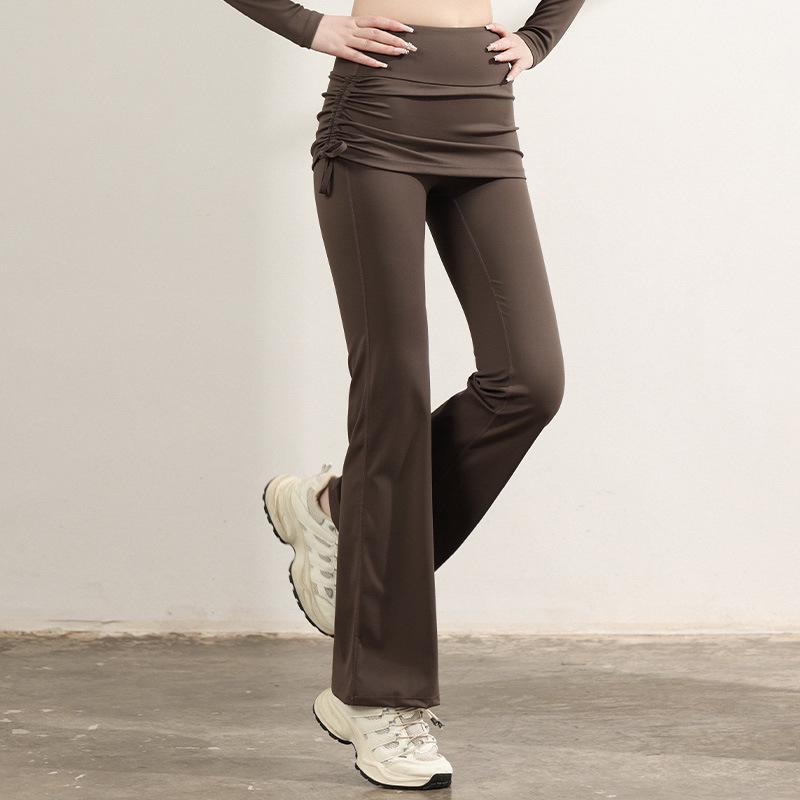 

2025 Women s High-Waisted Flared Yoga Pants with Attached Skort - Ideal for Pilates & Outdoor Wear Small