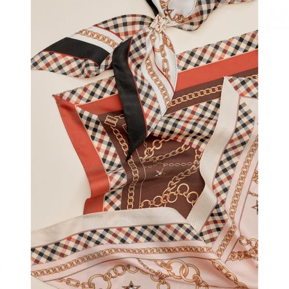 Daks Beige Check Chain Scarf Ring Set Dcsc2f825i2