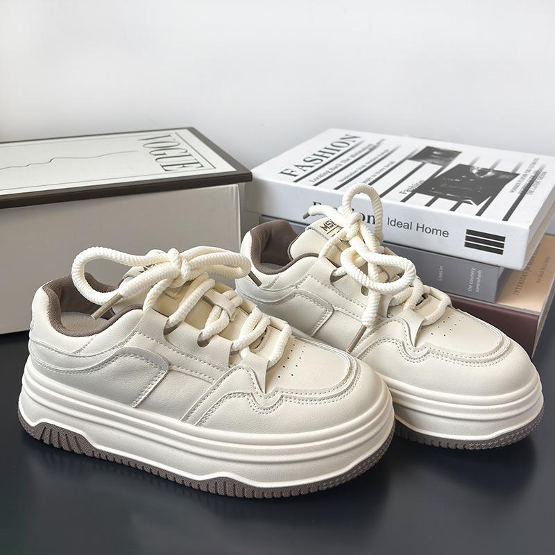 

Milk white platform white shoes women s muffin spring heightening casual sports shoes fashionable, comfortable and durable 40 бежевый