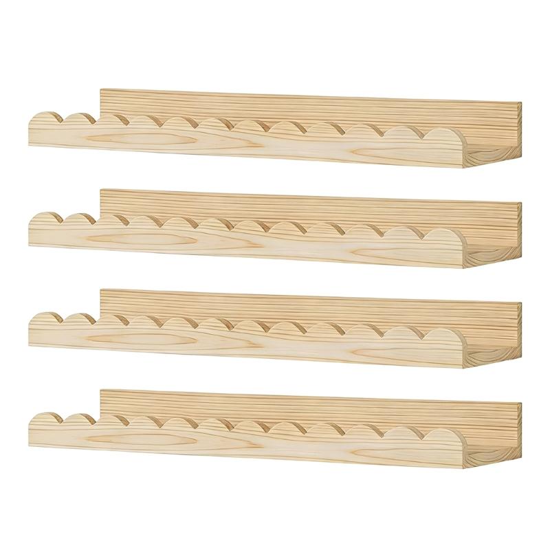 4Pcs Wooden Wall Shelves For Childrens Room Efficient Toy And Book Holder