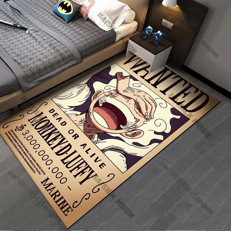 One Piece Luffy Bounty Poster Rug, Suitable for Living Room, Bedroom, and Sofa Decoration, and Can Also Be Used As a Non-slip Play Mat for Children.