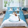 Kids Cartoon Snowman King Queen Duvet Cover Winter Quilt Cover White Snowflake Christmas Bedding Set Polyester Comforter Cover