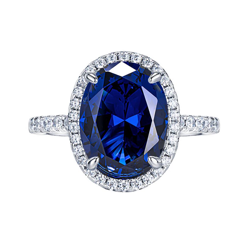2024 Women's 3ct Oval Royal Blue Sapphire Ring, 925 Sterling Silver, Classic European & American Style