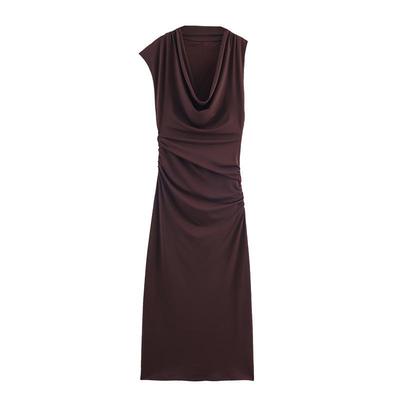 2025 New European & American Style Summer Pleated Midi Sleeveless Women's Dress