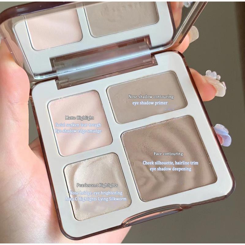 4 Colors Long-Lasting Matte Highlighter Bronzers Palette Face Shading Grooming Powder Makeup 3D Face Contouring Bronzer Cosmetic