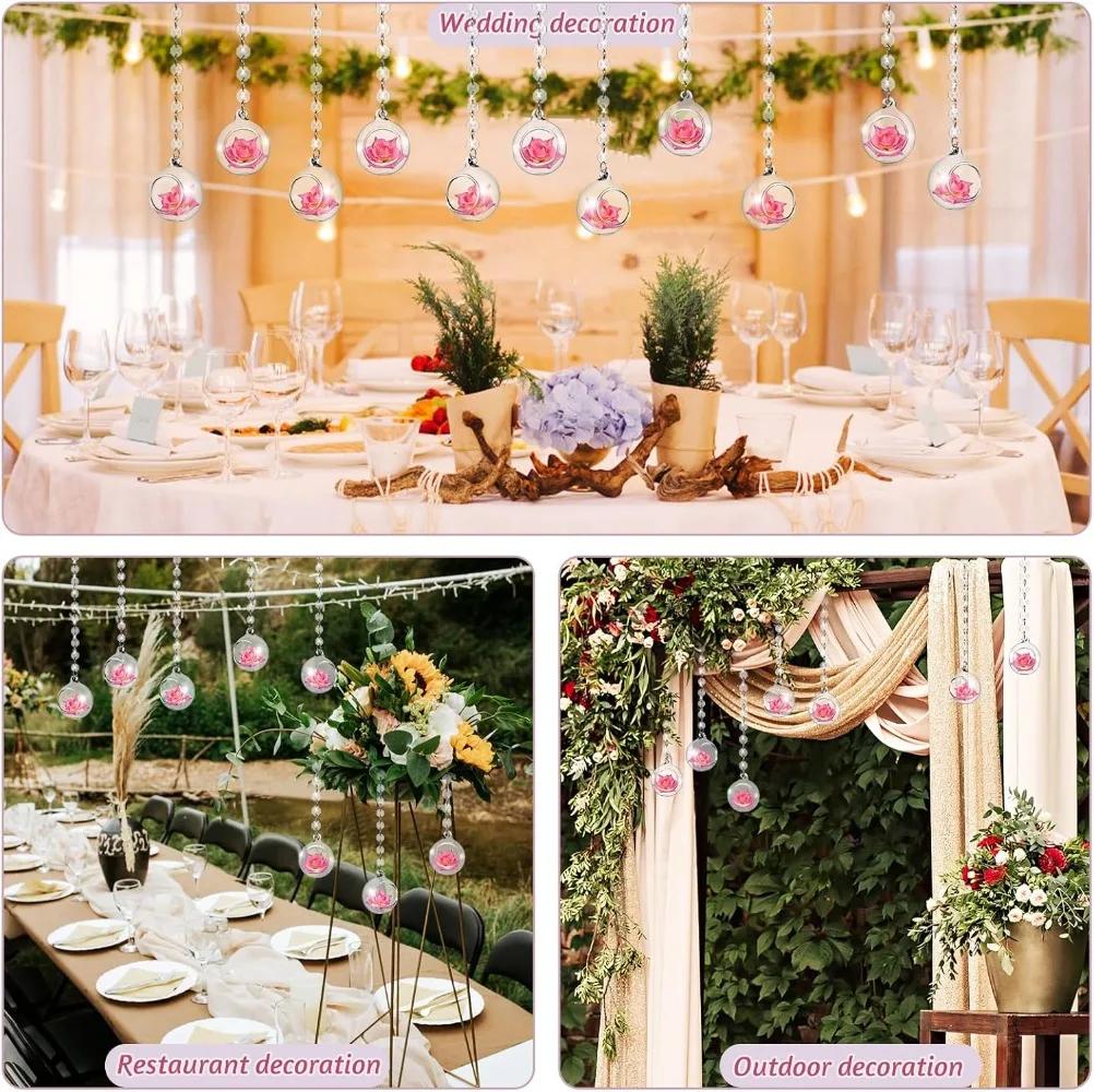 6/12 Pcs Hanging Glass Tealight Holder Globe Clear Acrylic Garland Strand Terrarium Containers for Christmas Tree Decoration