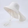 Sun hat for children (female), summer neck protector against UV rays, wide brim, outdoor woven straw hat, open top