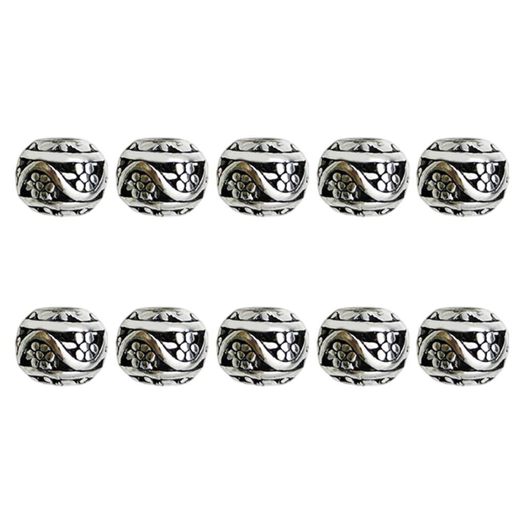 10pcs Tibetan Style Large Hole Spacer Beads Antique Silver for DIY Jewellery Making and Crafting Projects