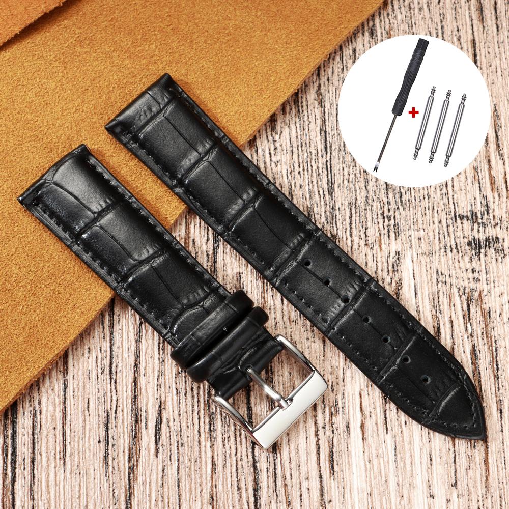 Genuine Leather Calfskin Strap 12mm 14mm 16mm 18mm 20mm 22mm 24mm Universal Men Women Watchband Slub Pattern Watch Accessories