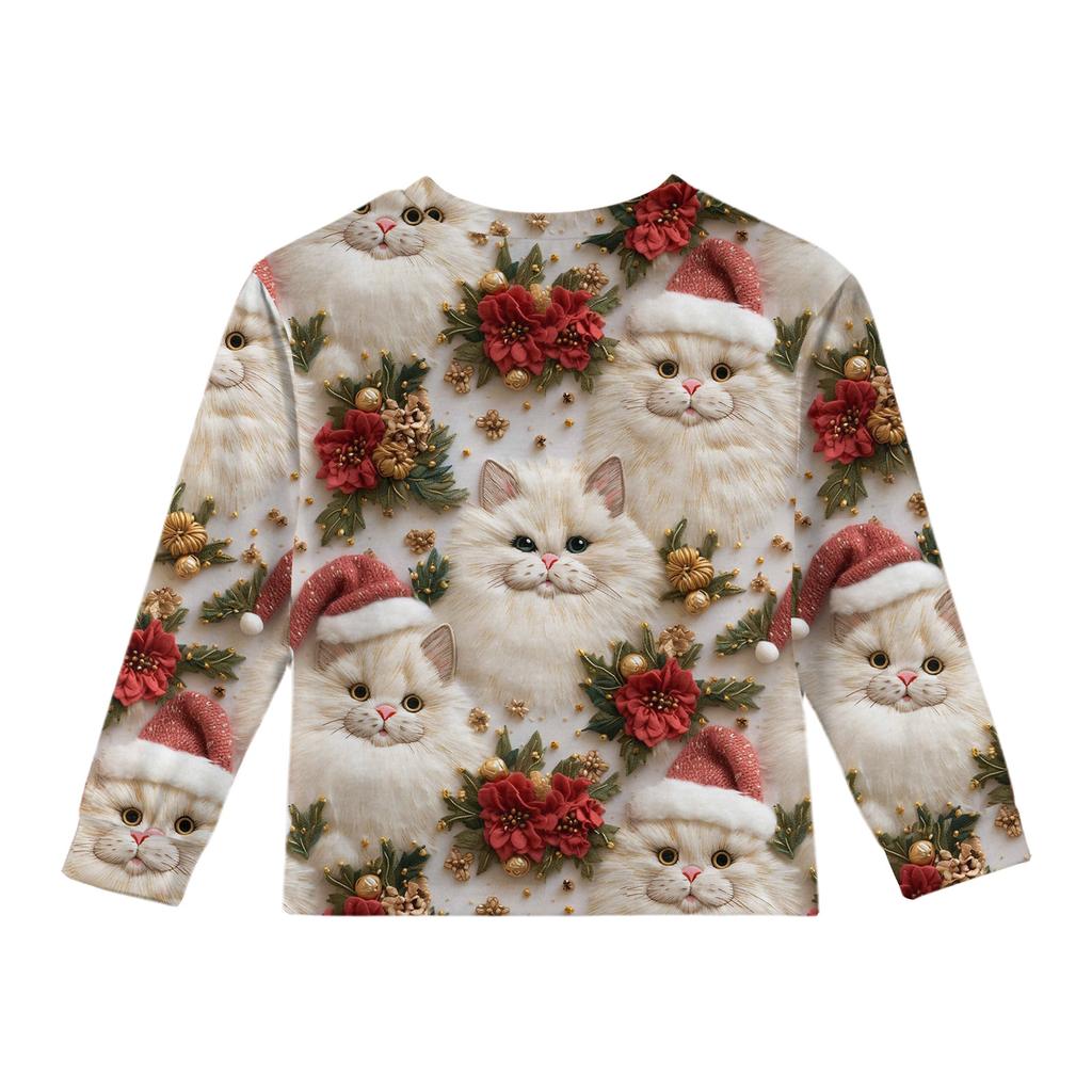 Girls' Long Sleeve Blouse - Round Neck Soft Waist Tunic