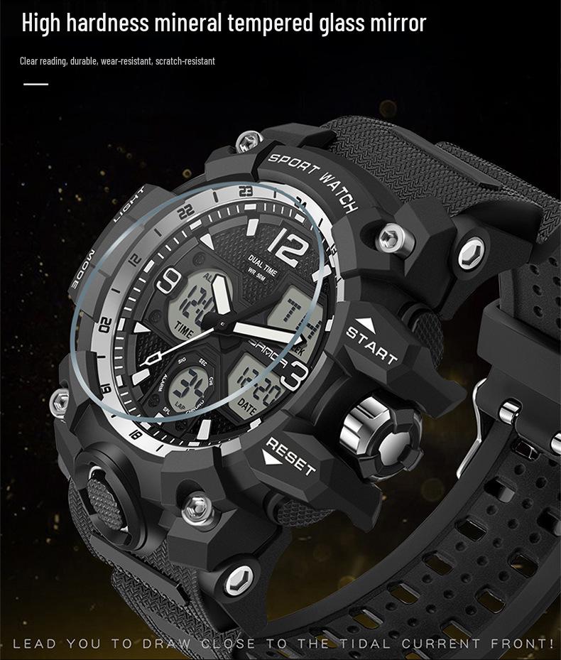 Sanda Fashion Waterproof Dual-Display Sports Watch with Luminous Features for Teens