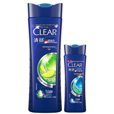 Clear Men Erfrischendes Anti-Schuppen-Shampoo mit Ölregulierung (400g+160g) x2