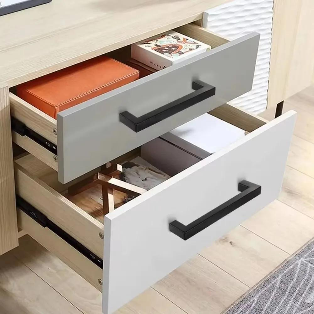 18pcs Stainless Steel Square Furniture Hardware Cabinet Door Handle Knobs Drawer Pulls 160mm 192mm 64mm 96mm 128mm 224mm 256mm