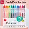 Deli Candy Color Gel Pen 0.5mm - Student Note-Taking & Highlight Press-Type Pen for Bullet Journals