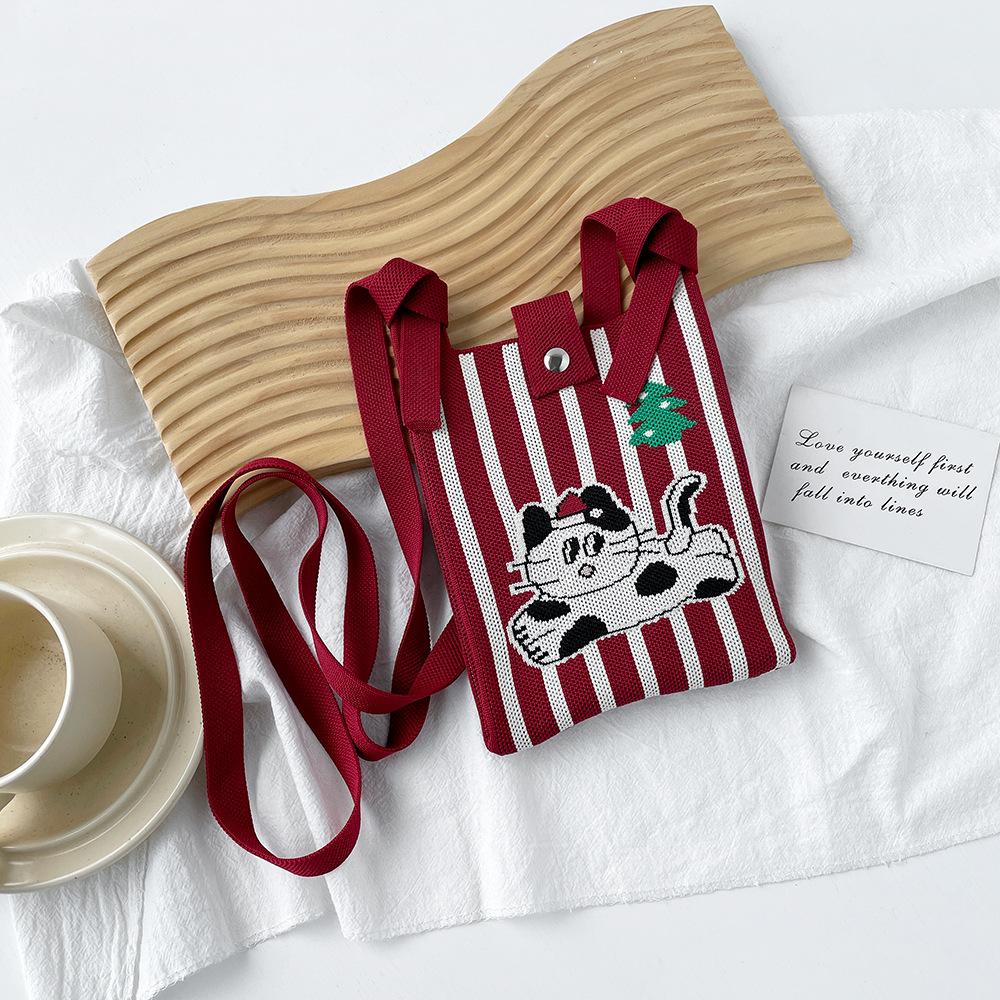 Cute And Sweet Knitted Mobile Phone Bag Shoulder Crossover Handheld Premium Mini Small Bag Mobile Phone Bag