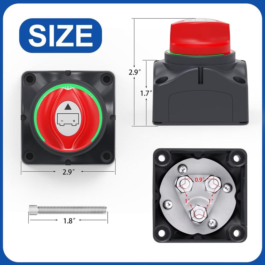 1-2 Off Disconnect Switch Power Fail Kill Switch Waterproof RV ATV Vehicle Master