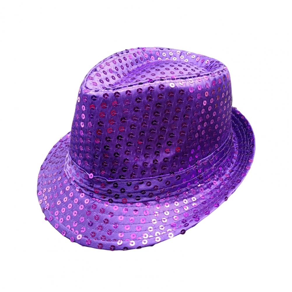 Shining Short Brim Hemming Jazz Hat Adult Kids Sequins Decorated Stage Show Hat Party Supplies