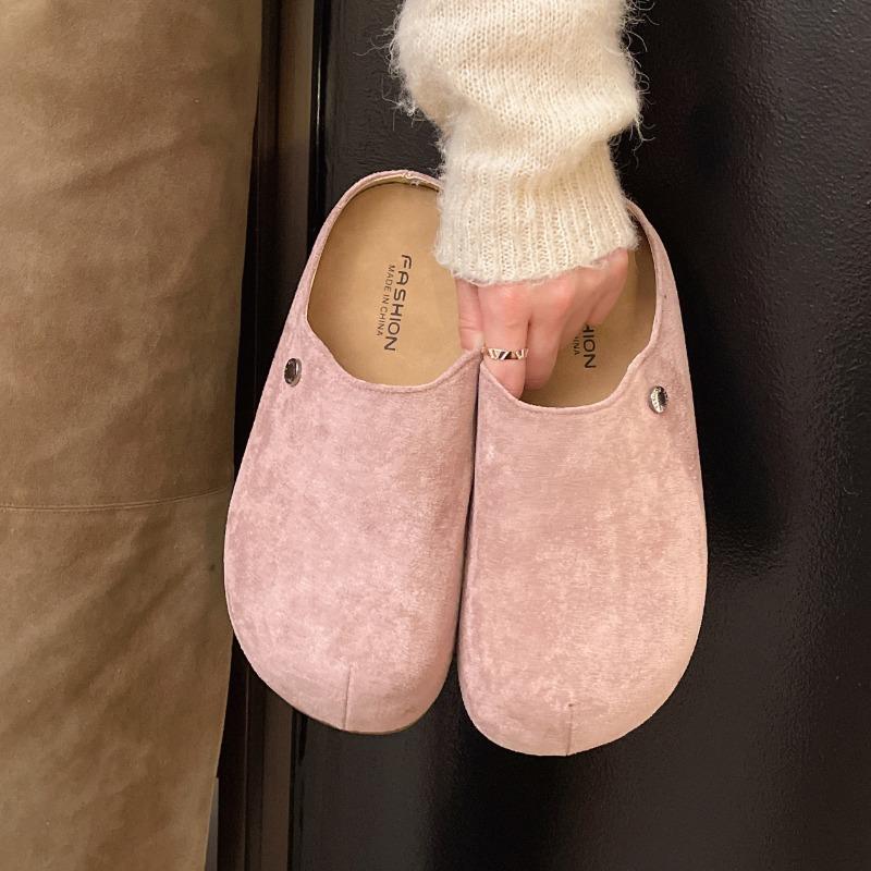 2025 New Suede Women Slippers Fashion Cork Footbed Beach Slippers Soft Cork Nonslip Slippers With Arch Support