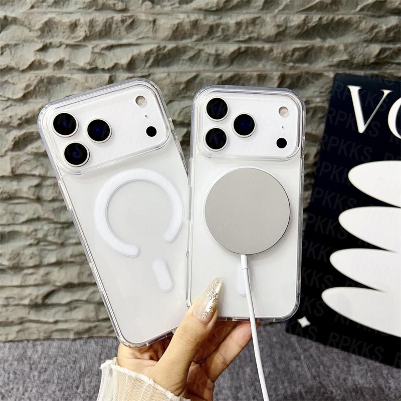 Transparent  Magnetic Magsafe Phone Case for iPhone 17 Air 16 Pro Max 15 14 13 12 11 Boxed Shockproof Protective Cover