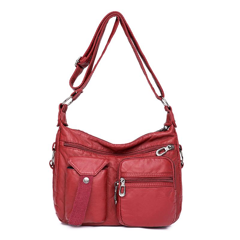 Damen Freizeit Crossbody Tasche Leder Umhängetaschen Damen Mehrzweck Messenger Tasche Sac Courses Große Kapazität Schülertaschen