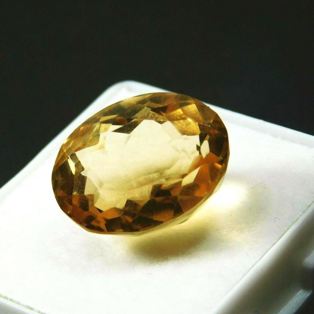 Faceted 10.65 Ct Topaz Ring Size AA++ Yellow Oval Cut 15 Mm Loose Gemstone A-440