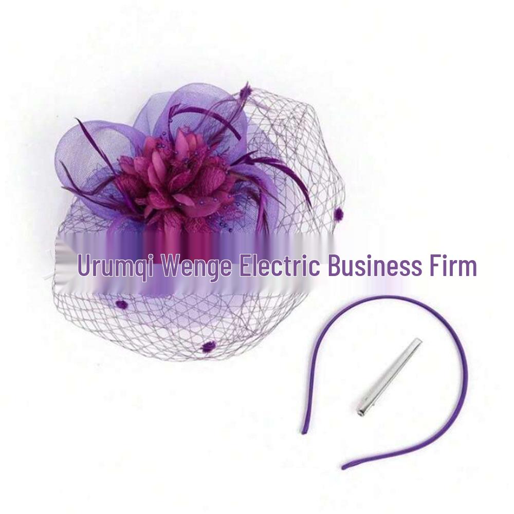 Bridal Feather & Tulle Petal Hairpiece with Veil