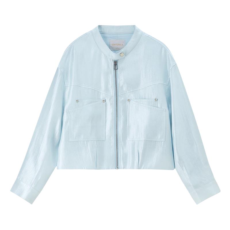 

Shangdou Bila Women s Loose Fit Stand Collar Short Jacket M