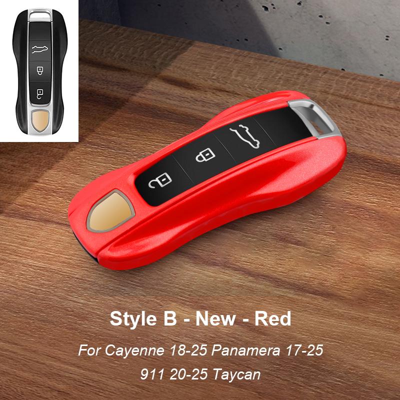 Solid Color ABS For Porsche Panamera Macan 718 Taycan 911 Cayman Boxster 971 Remote Smart Car Key Case Cover Car Accessories