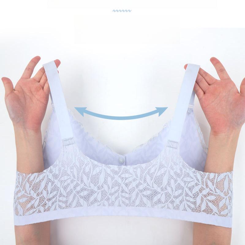 Vollspitze Klebe-Frontknopf Unterwäsche Damen Elastische Verstellbare Schulterträger Mittelalterliche und Ältere Übergröße Atmungsaktiver BH