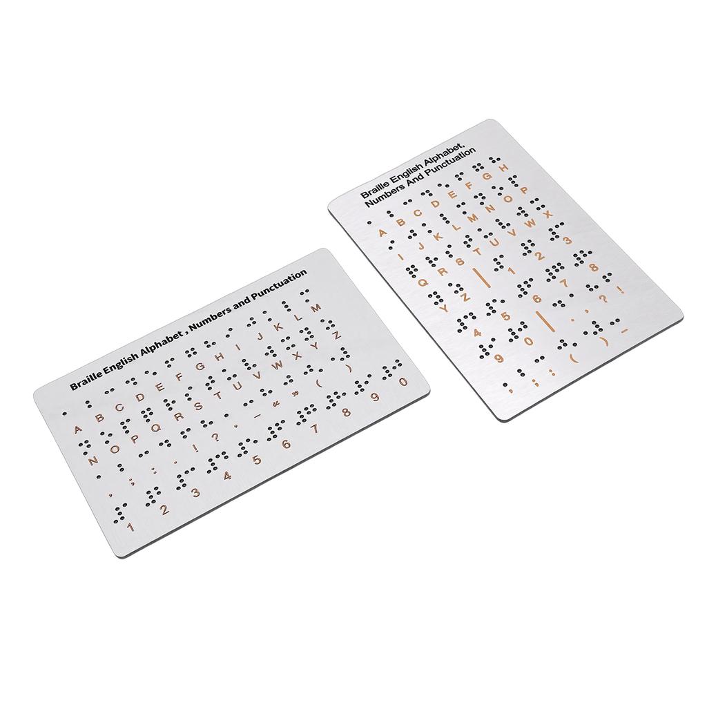 2pcs Braille English Alphabet Numbers and Punctuation Board with Sturdy Raised Dots Braille Learning Tool for Braille