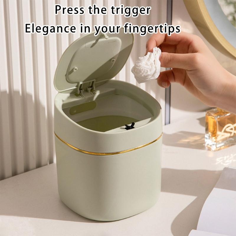 Durable Plastic Mini Waste Bin With Press Lid Design For Odor Prevention And Space Saving for Home Office Setting