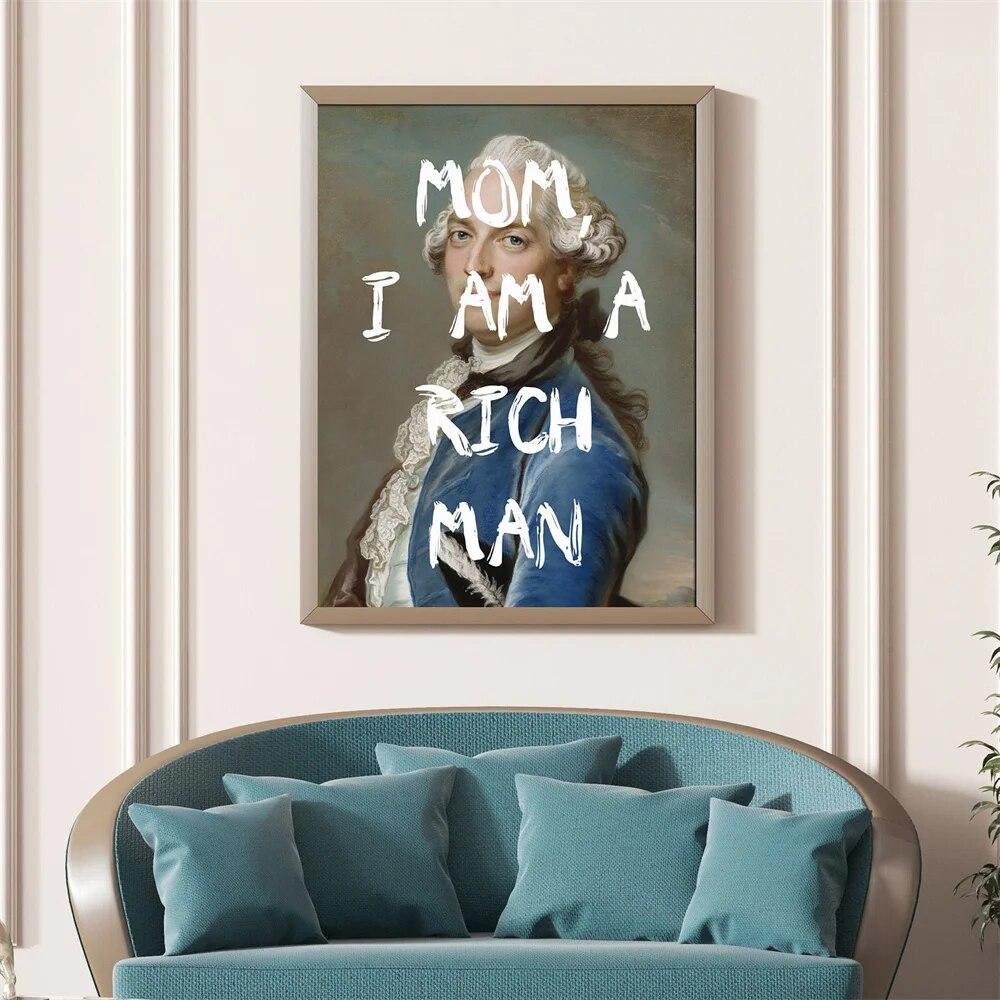 Afiș amuzant de epocă alterat de artă Portretul unui domn imprimeuri citate albe om bogat pictură pe pânză poster clasic decor acasă