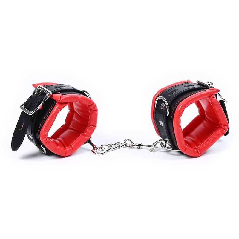 Fournitures pour adultes, jouets de bondage, mains liées, fournitures pour adultes lâches, menottes rouges groupées, jouets en cuir pour couple réglables