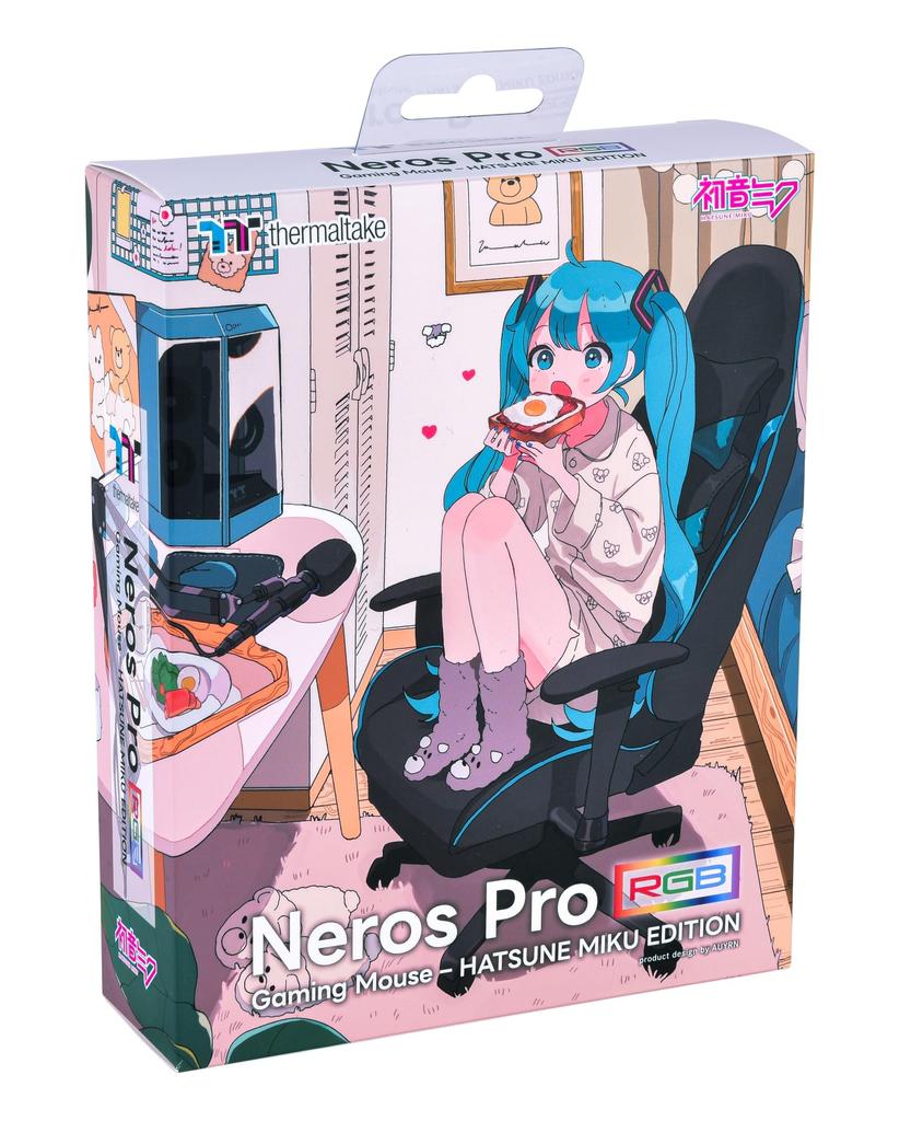 Thermaltake Neros Pro RGB Hatsune Miku Edition Conexão com fio USB Função RGB Mouse para jogos Hatsune Miku Edition MS0706 GMO-NPR-WDOHBL-09