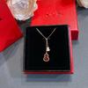 V Gold Double Gourd Necklace Women's Rose Gold Lucky Fulu Agate Collarbone Chain
