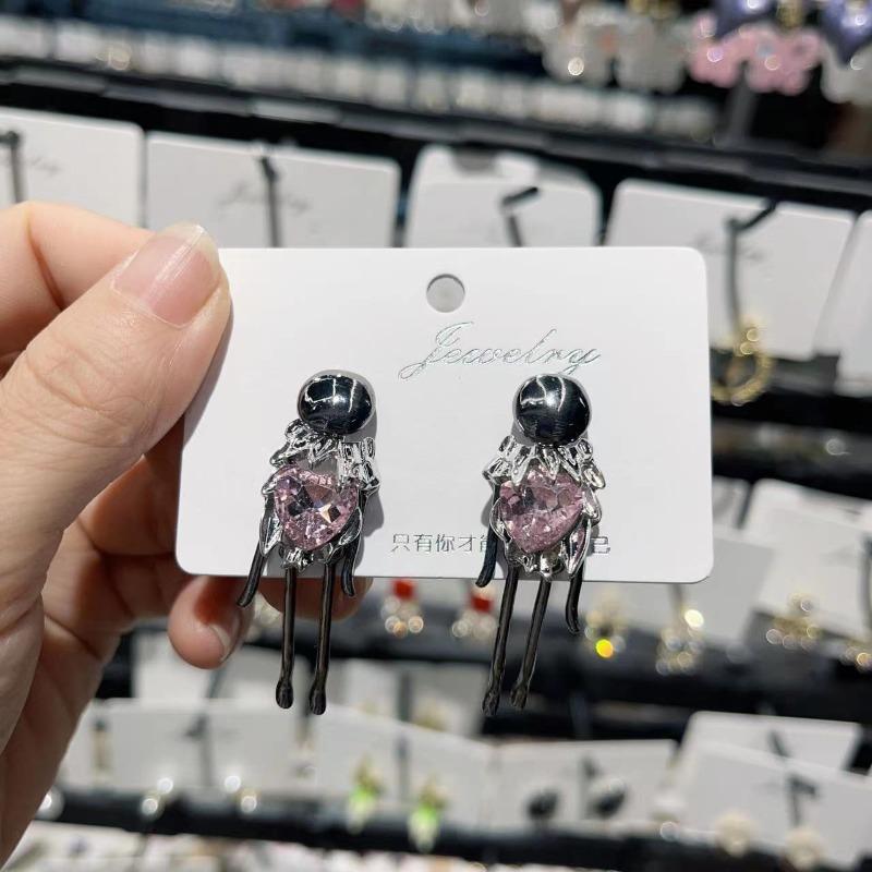 Liquid Metal Stud Earrings for Women Trendy Round Rhinestones Irregular Geometry Earrings Trendy Cute Statement Jewelry