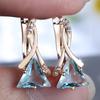 Boucles d'oreilles pendantes géométriques en forme de triangle, bleu aqua, zircon, couleur or, tendance, pour fête de mariage, bijoux, cadeaux