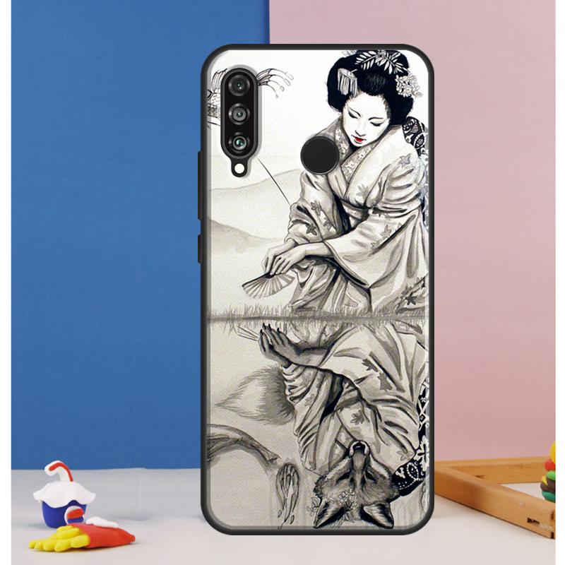 Japanese Geisha Case For Huawei Nova Y70 Y60 Y90 Y61 Y91 Y72 Y73 12s 12i 11i 8i 9 10 SE P30 P40 Lite P60 Pro