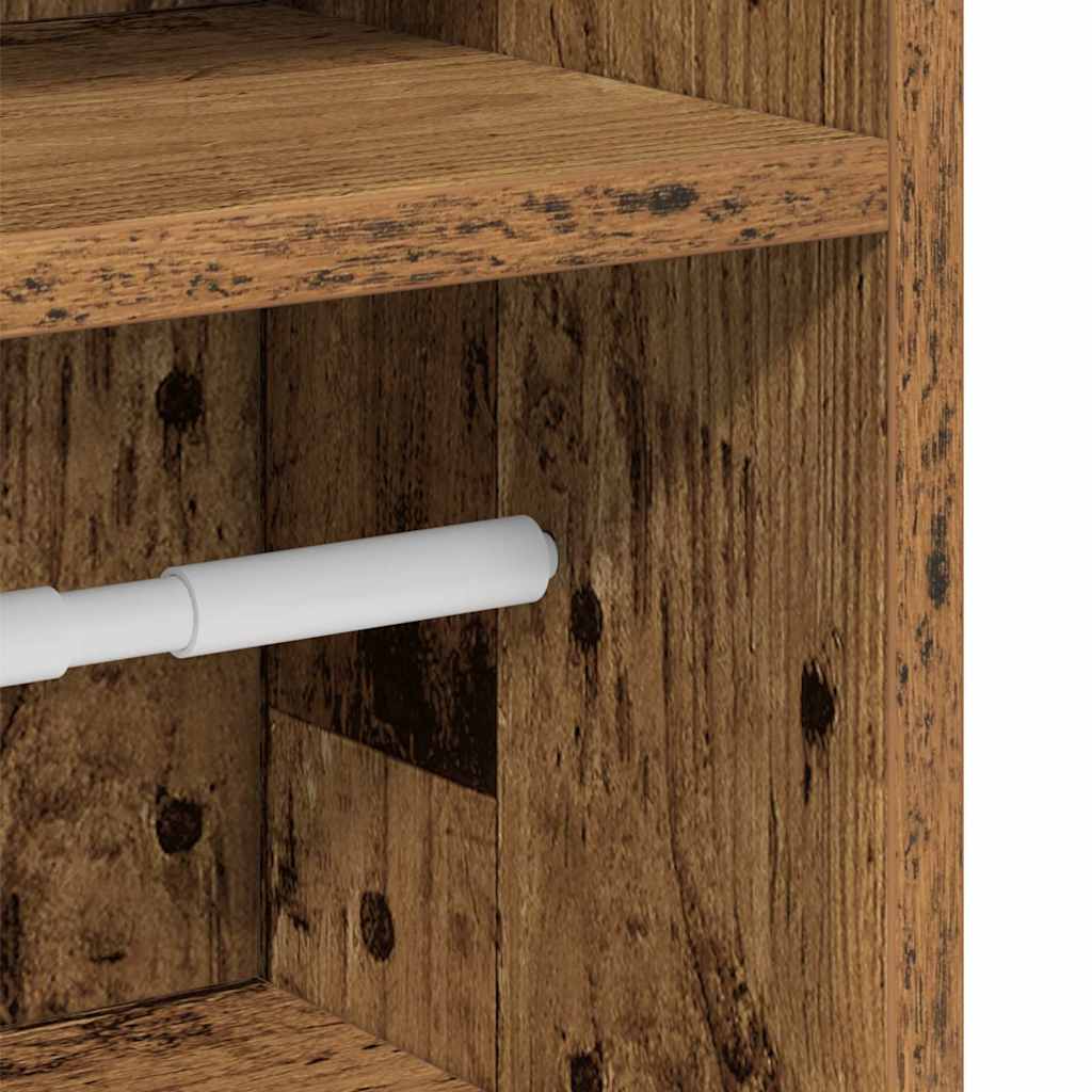 Bathroom Cabinet with Toilet Paper Holder Rustic Wood Look 20.5 X 22 X 90 Cm