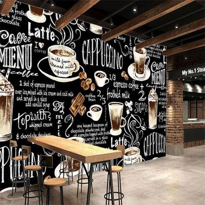 Hand Painted Coffee Wallpaper Industrial Decoration Mural Restaurant Cafe Hotel Cake Shop Background Wall Paper